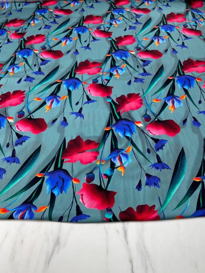 Dijital Baskı Bambu Elbiselik Pamuk Viskon