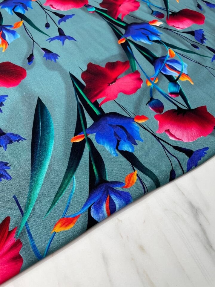 Dijital Baskı Bambu Elbiselik Pamuk Viskon