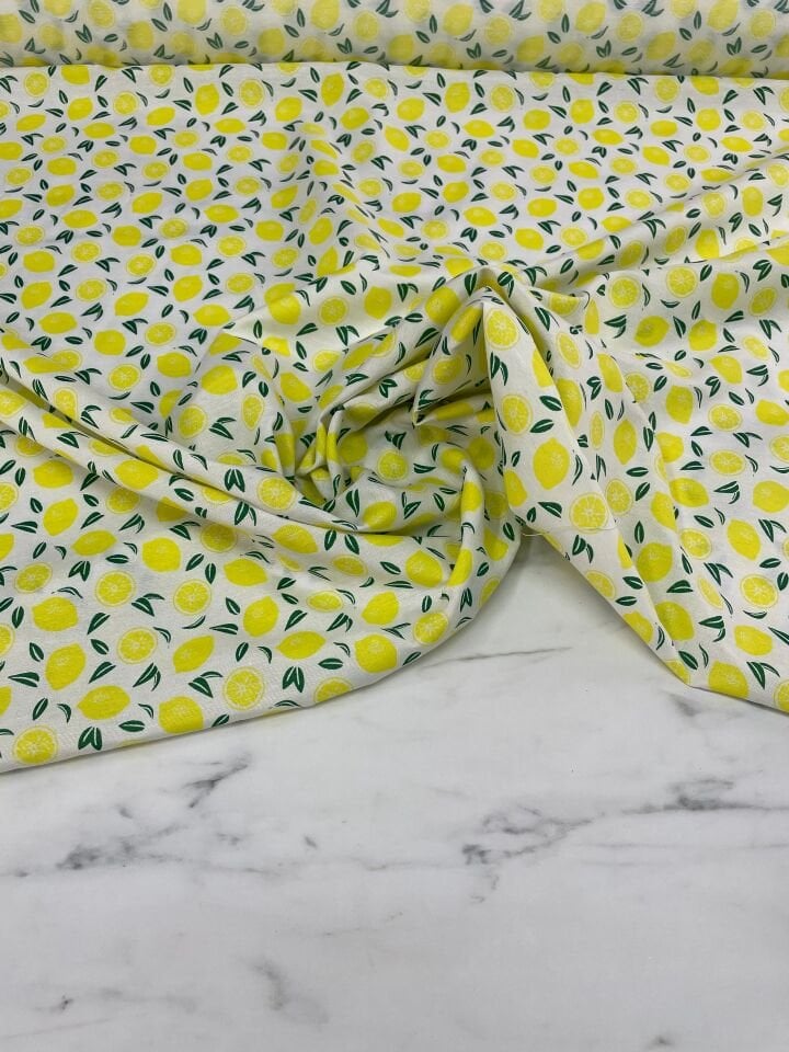 Limon Desen Ebiselik Pamuklu Poplin Kumaş