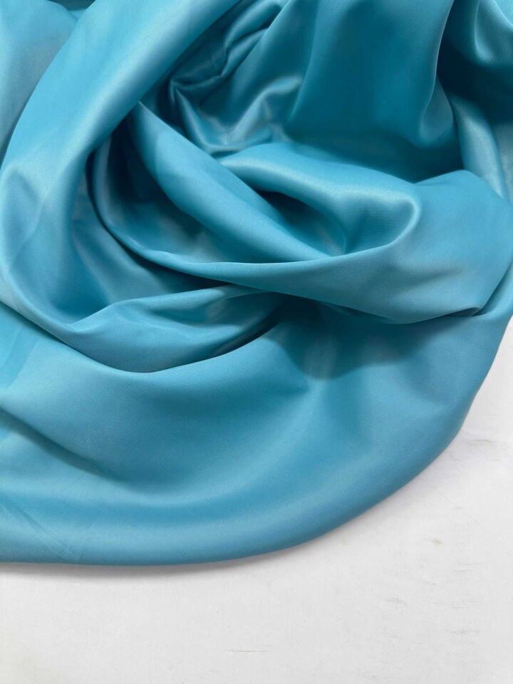 Petrol Mavisi Likralı Saten Elbise Etek Şalvar