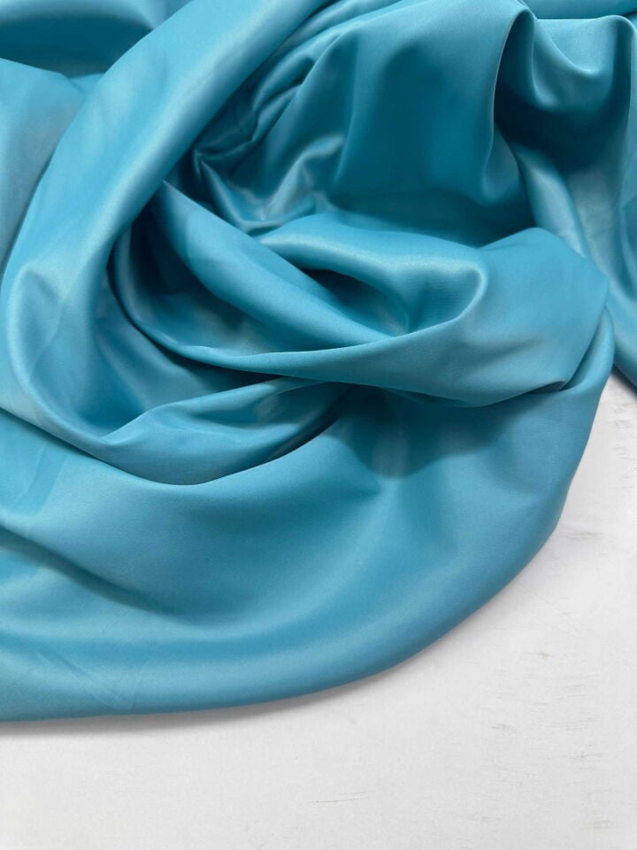 Petrol Mavisi Likralı Saten Elbise Etek Şalvar