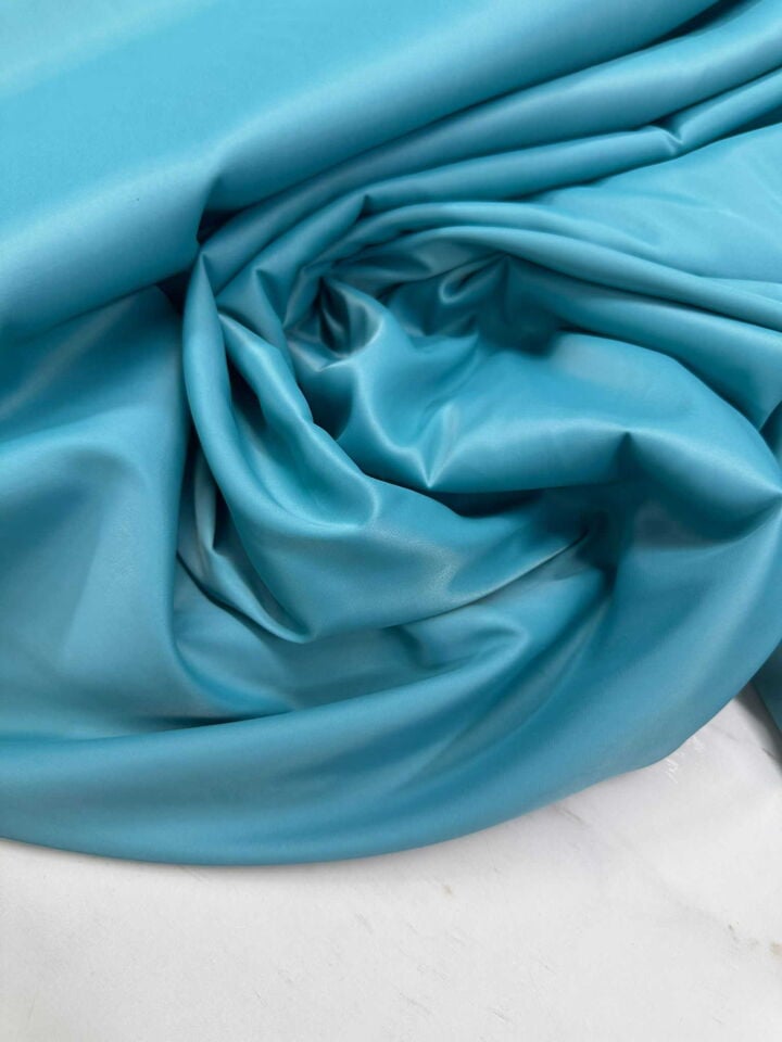 Petrol Mavisi İpek Saten Elbise Gömlek