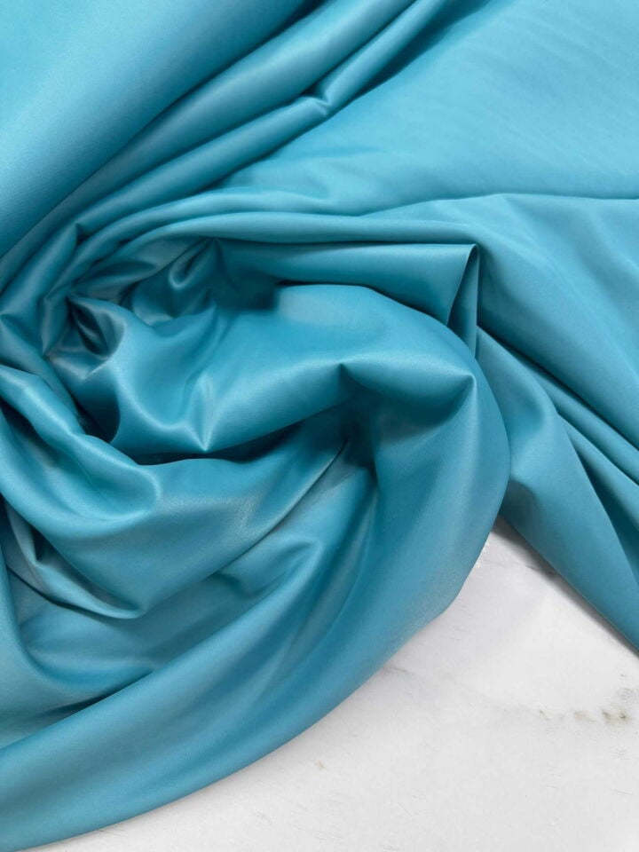 Petrol Mavisi İpek Saten Elbise Gömlek