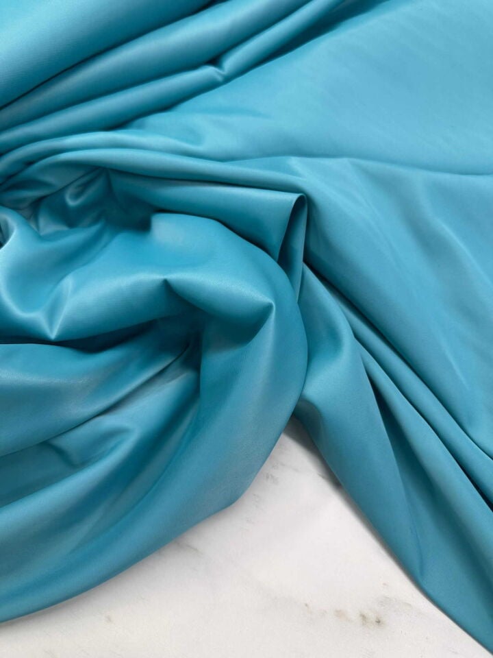 Petrol Mavisi İpek Saten Elbise Gömlek