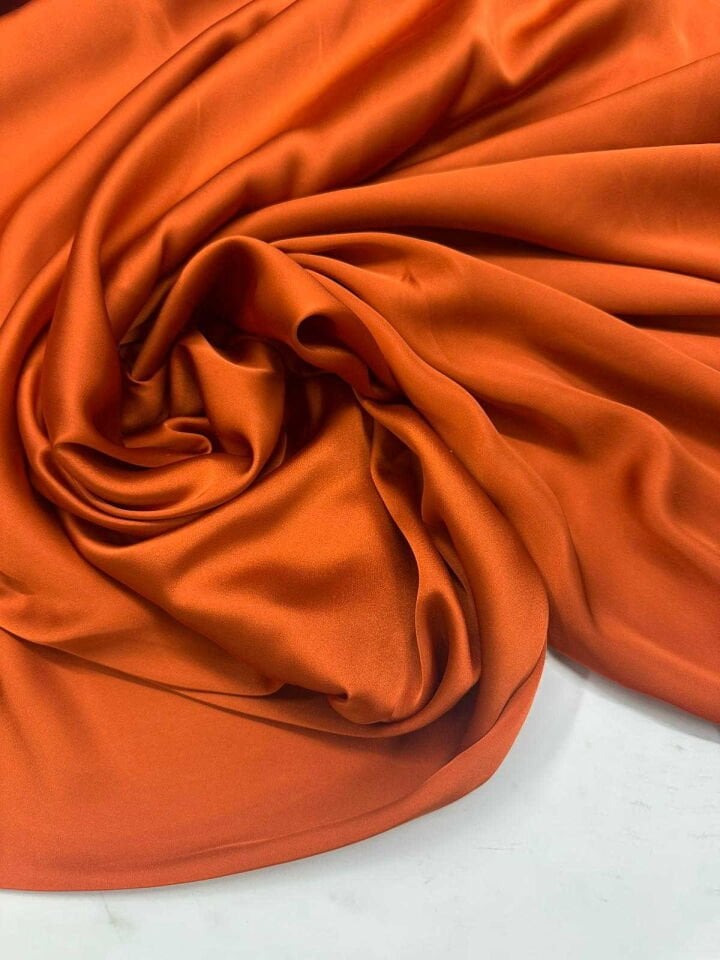 Koyu Kremit İpek Saten Elbise Bluz