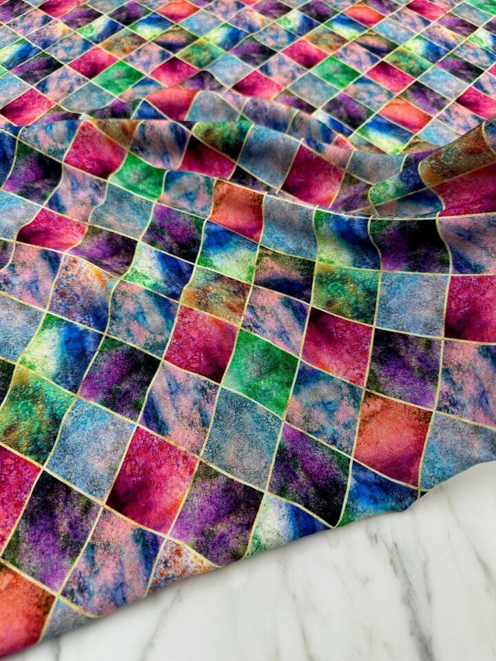 Dijital Baskı Bambu Elbiselik Pamuk Viskon