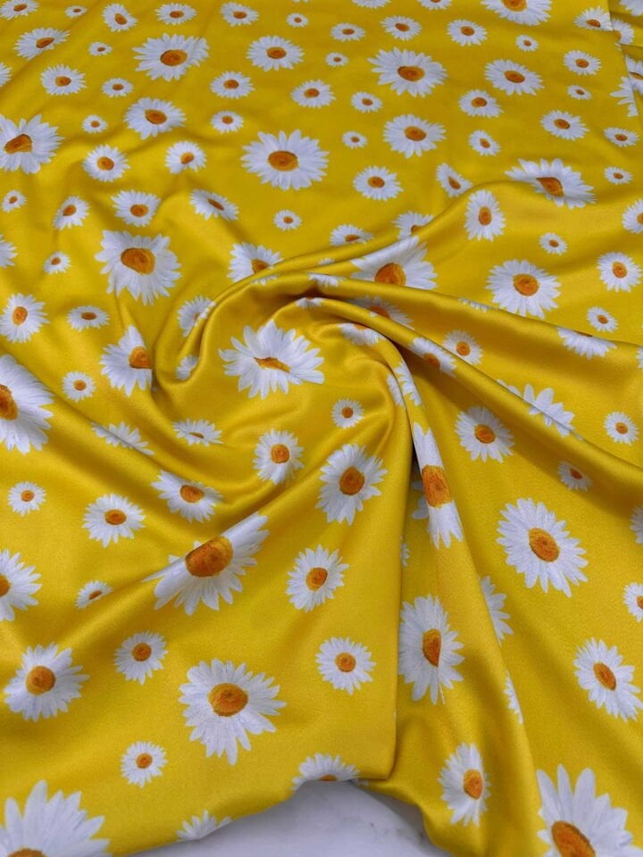 Ay Çiçegi Desen İpek Saten Elbise Etek Gömlek Şalvar