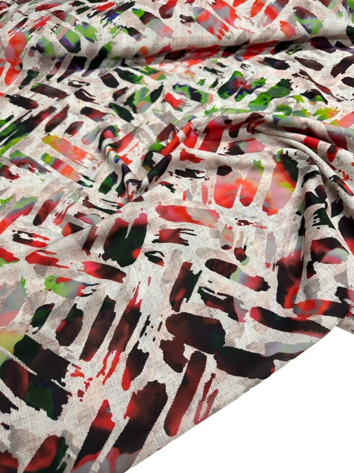 Fırça Desen Elbiselik Gömleklik Krep Kumaş