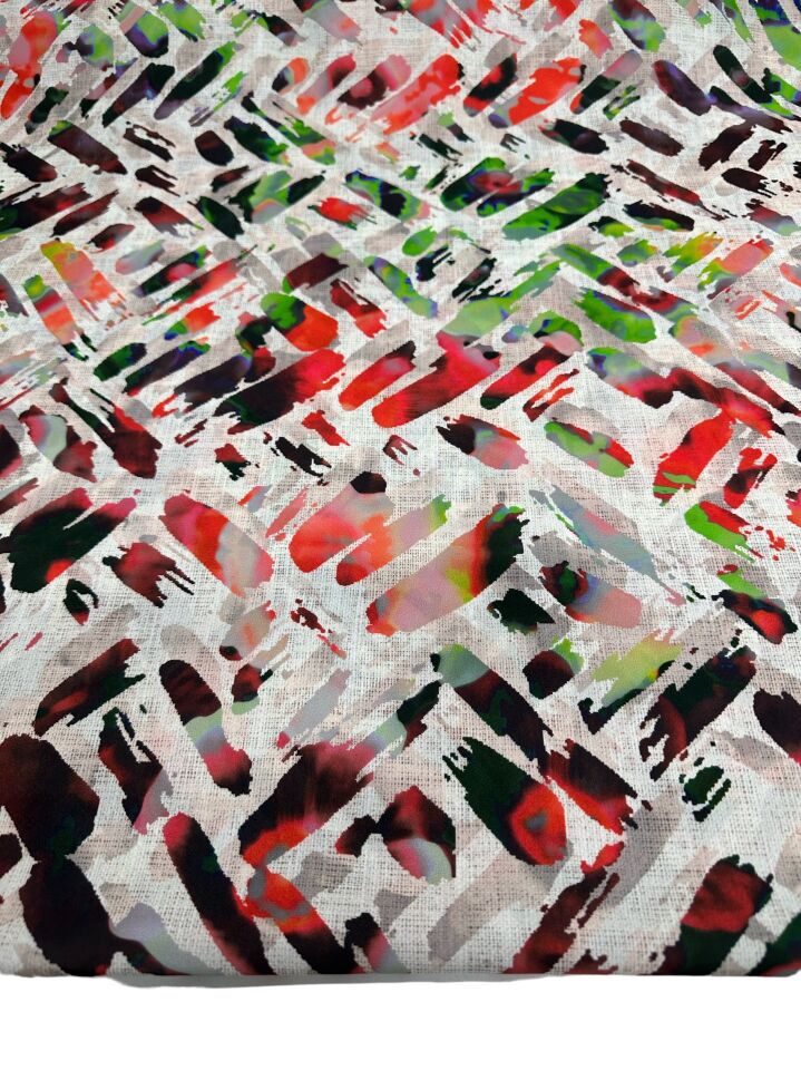 Fırça Desen Elbiselik Gömleklik Krep Kumaş