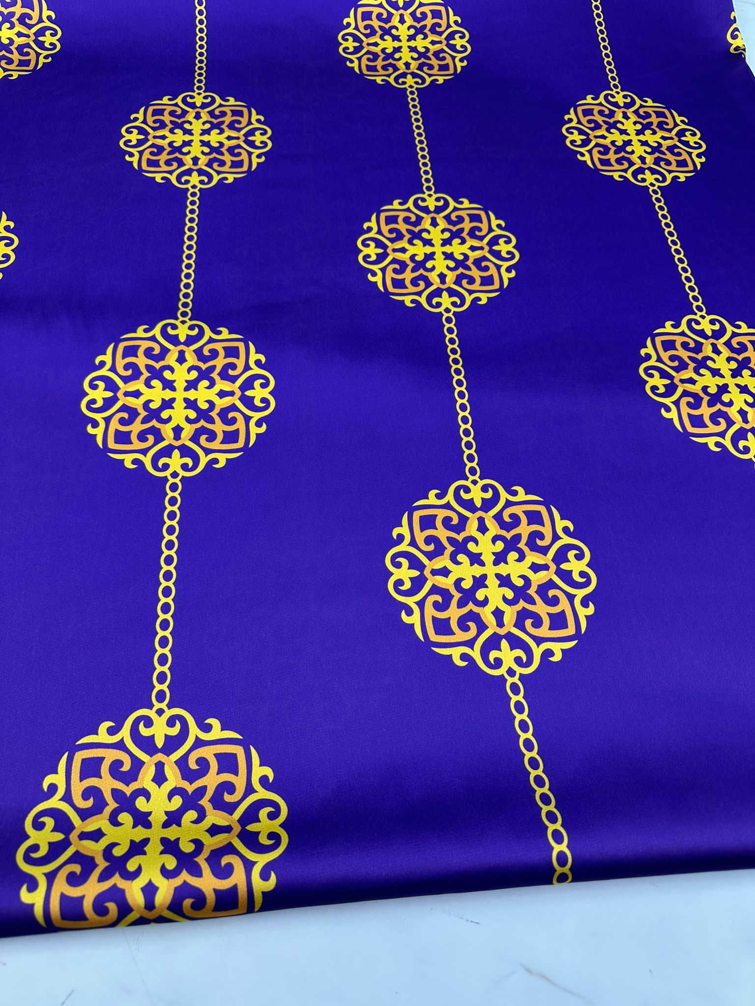 Otantik Desen İpek Saten Elbise Etek Gömlek Şalvar