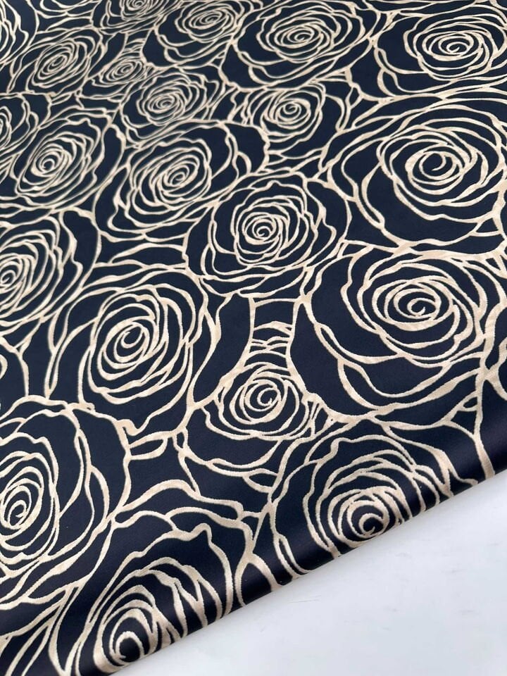 Febori Desen İpek Saten Elbise Etek Gömlek Şalvar