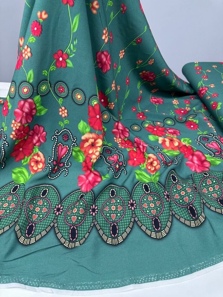 Dijital Baskı Bambu Elbiselik Pamuk Viskon