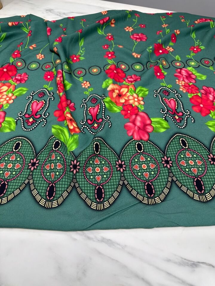 Dijital Baskı Bambu Elbiselik Pamuk Viskon