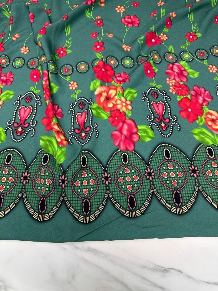 Dijital Baskı Bambu Elbiselik Pamuk Viskon