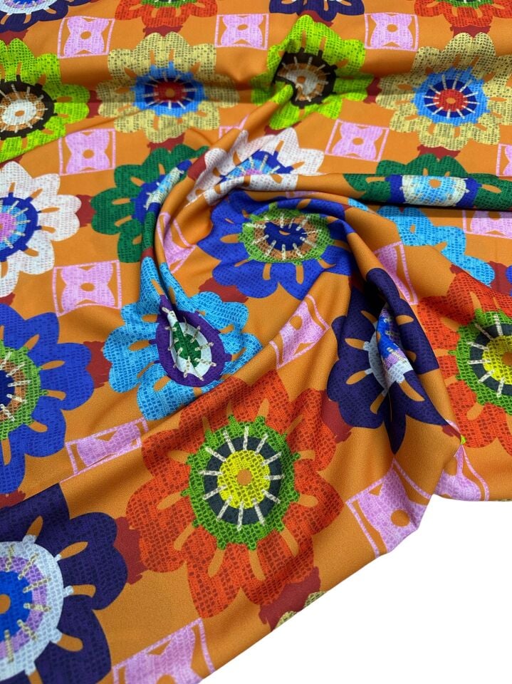 Bohem Desen Elbiselik Gömleklik Krep Kumaş