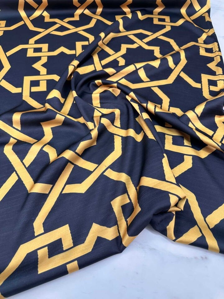 Desenli İpek Saten Elbise Etek Gömlek Şalvar