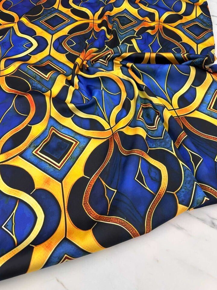 Desenli İpek Saten Elbise Etek Gömlek Şalvar