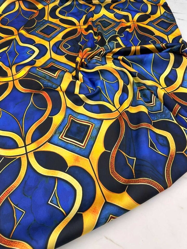 Desenli İpek Saten Elbise Etek Gömlek Şalvar