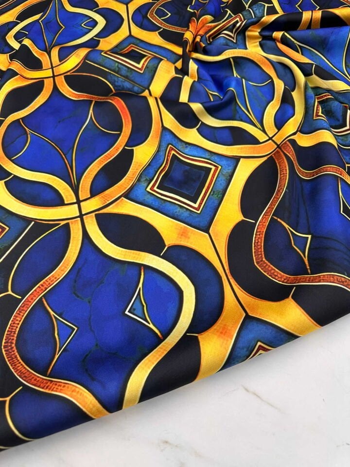 Desenli İpek Saten Elbise Etek Gömlek Şalvar