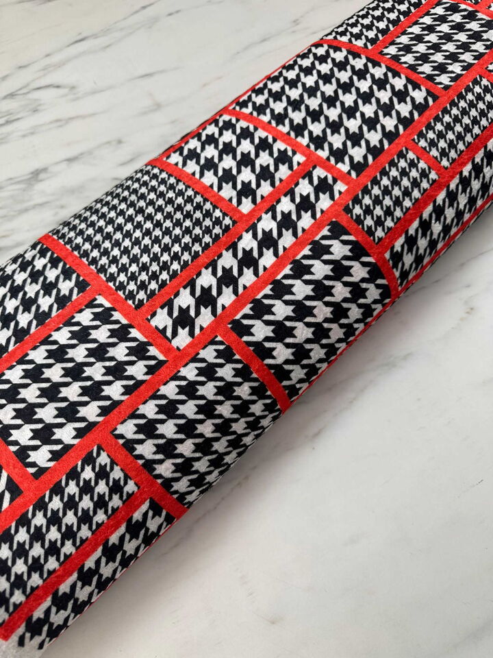 İndirimli Kaz Ayagı Desen İnci Kadife