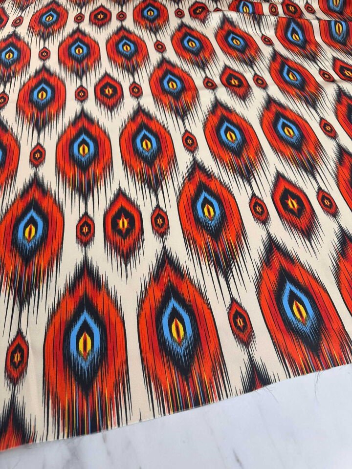 İkat Desen İpek Saten Elbise Etek Gömlek Şalvar