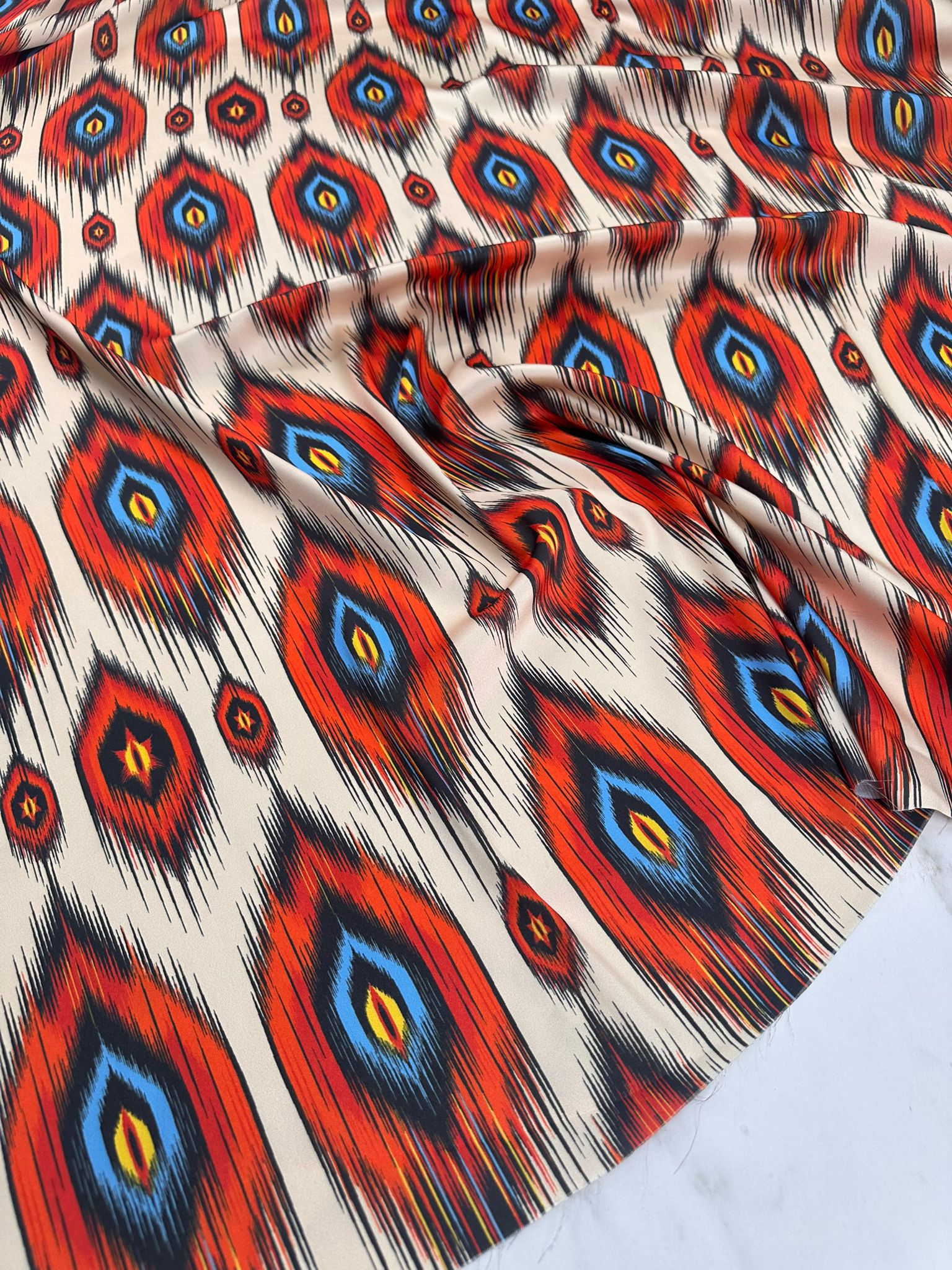 İkat Desen İpek Saten Elbise Etek Gömlek Şalvar