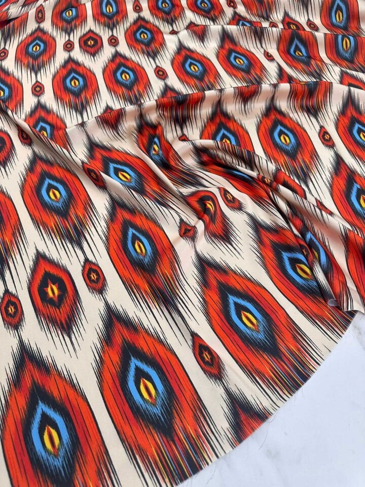 İkat Desen İpek Saten Elbise Etek Gömlek Şalvar