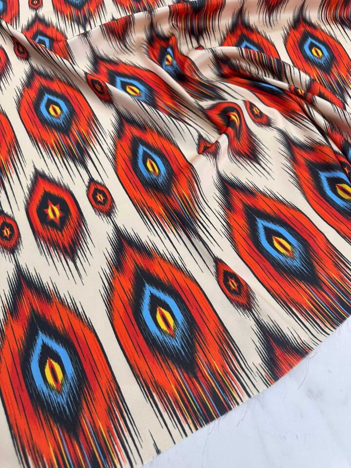 İkat Desen İpek Saten Elbise Etek Gömlek Şalvar