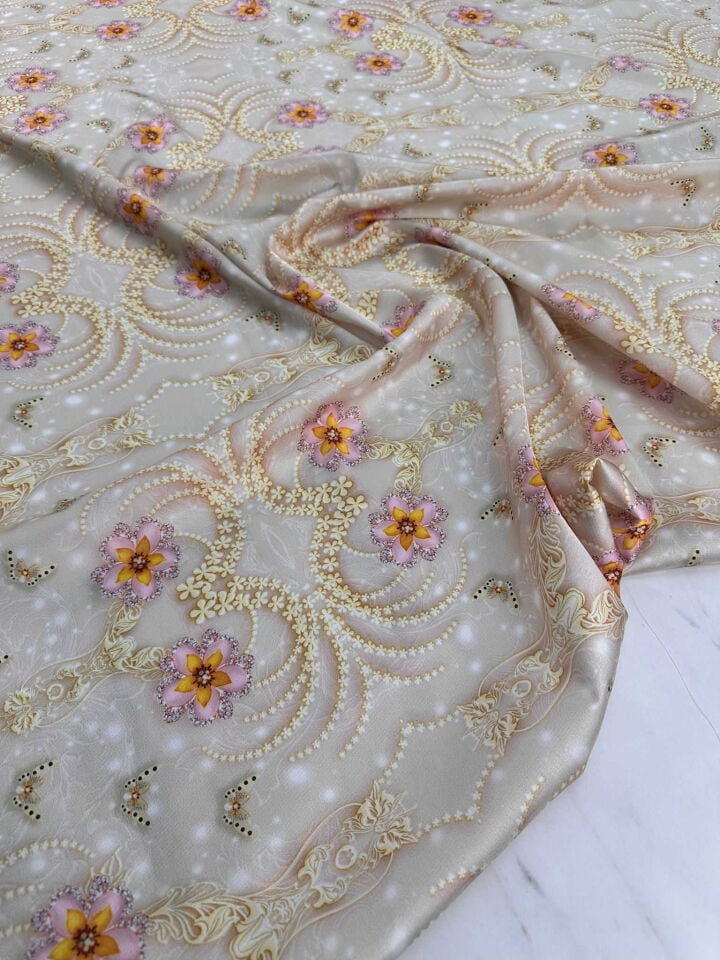 Sanat Desen İpek Saten Kumaş Elbise Etek Gömlek Şalvar