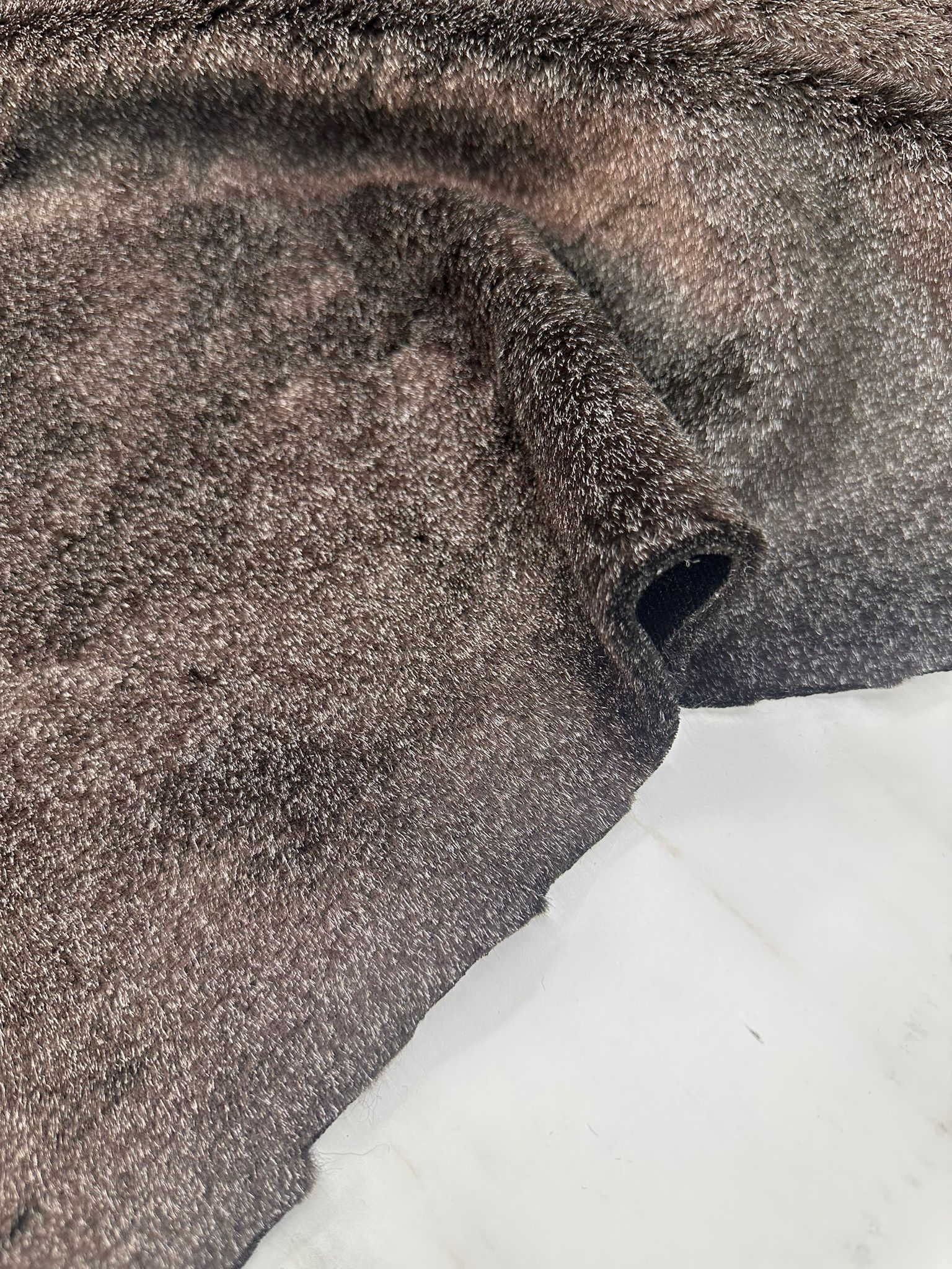 Kahfe Melej Desen Kısa Tüy Kürk Pelüş