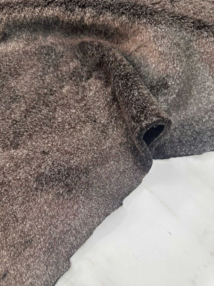 Kahfe Melej Desen Kısa Tüy Kürk Pelüş