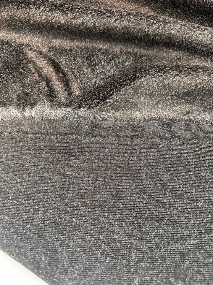 Kahfe Melej Desen Kısa Tüy Kürk Pelüş