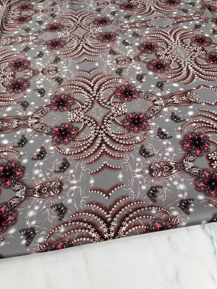 Elmas Desen İpek Saten Kumaş Elbise Etek Gömlek Şalvar