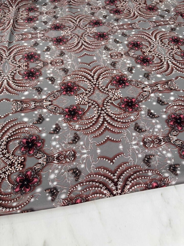 Elmas Desen İpek Saten Kumaş Elbise Etek Gömlek Şalvar