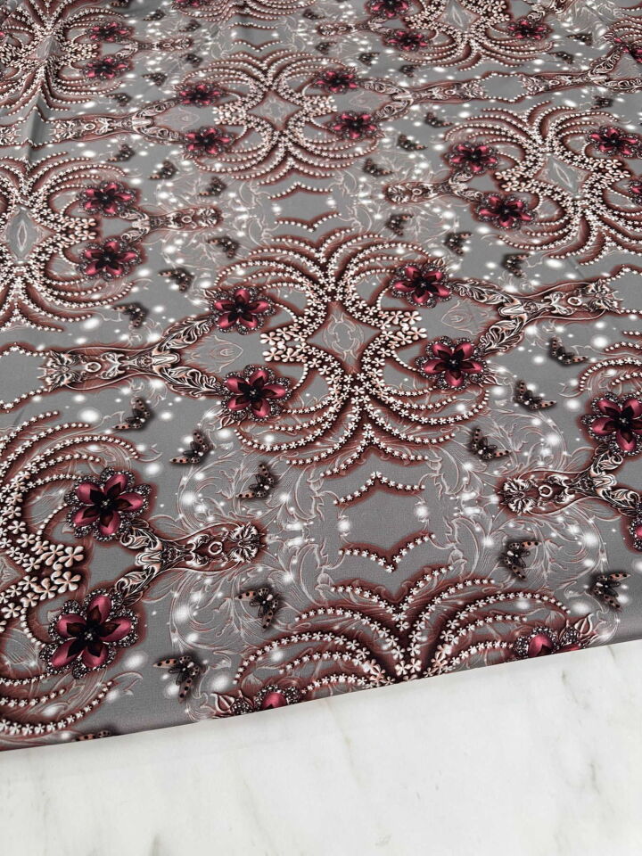 Elmas Desen İpek Saten Kumaş Elbise Etek Gömlek Şalvar