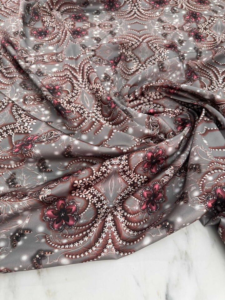 Elmas Desen İpek Saten Kumaş Elbise Etek Gömlek Şalvar