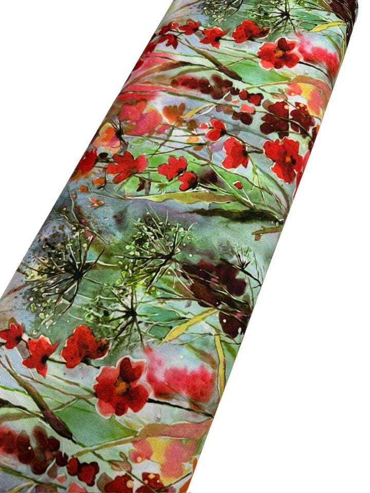 Suluboya Desen Elbiselik Gömleklik Krep Kumaş