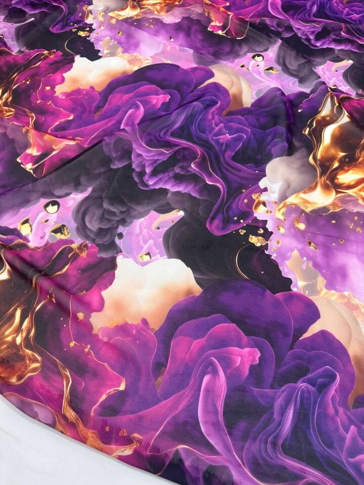 Desenli Şifon Kumaş Elbise Etek Gömlek Payeo Şal