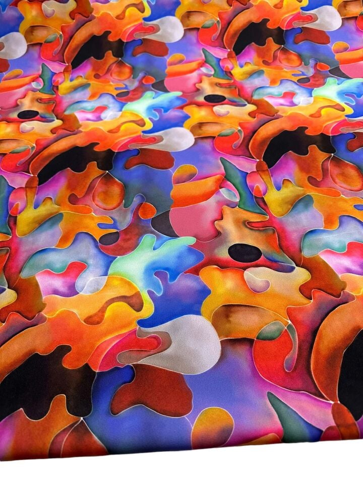 Suluboya Desen Elbiselik Gömleklik Krep Kumaş