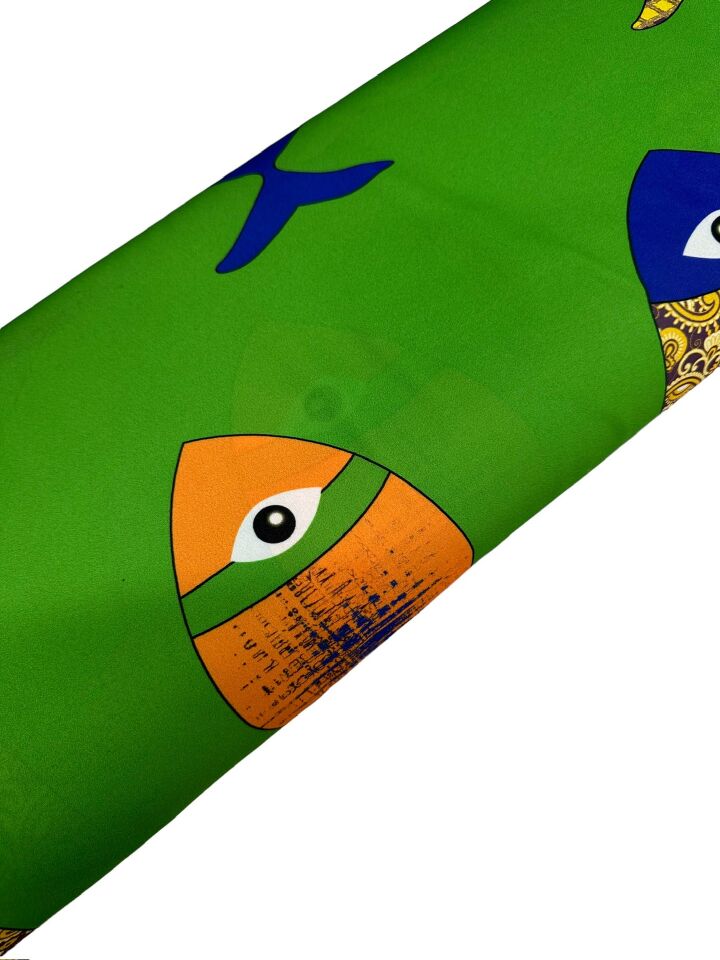 Suluboya Desen Elbiselik Gömleklik Krep Kumaş