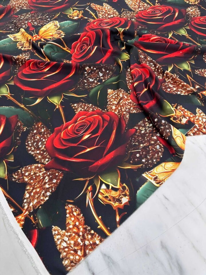 Dijital Baskı Krep Kumaş Elbise Etek Gömlek Şalvar