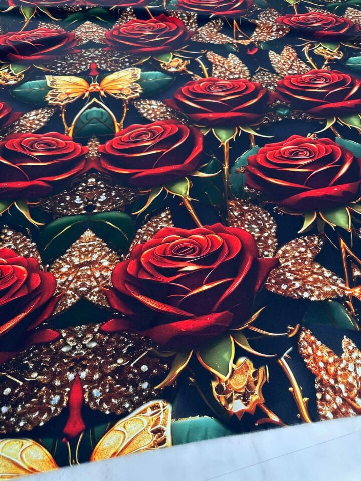 Dijital Baskı Krep Kumaş Elbise Etek Gömlek Şalvar