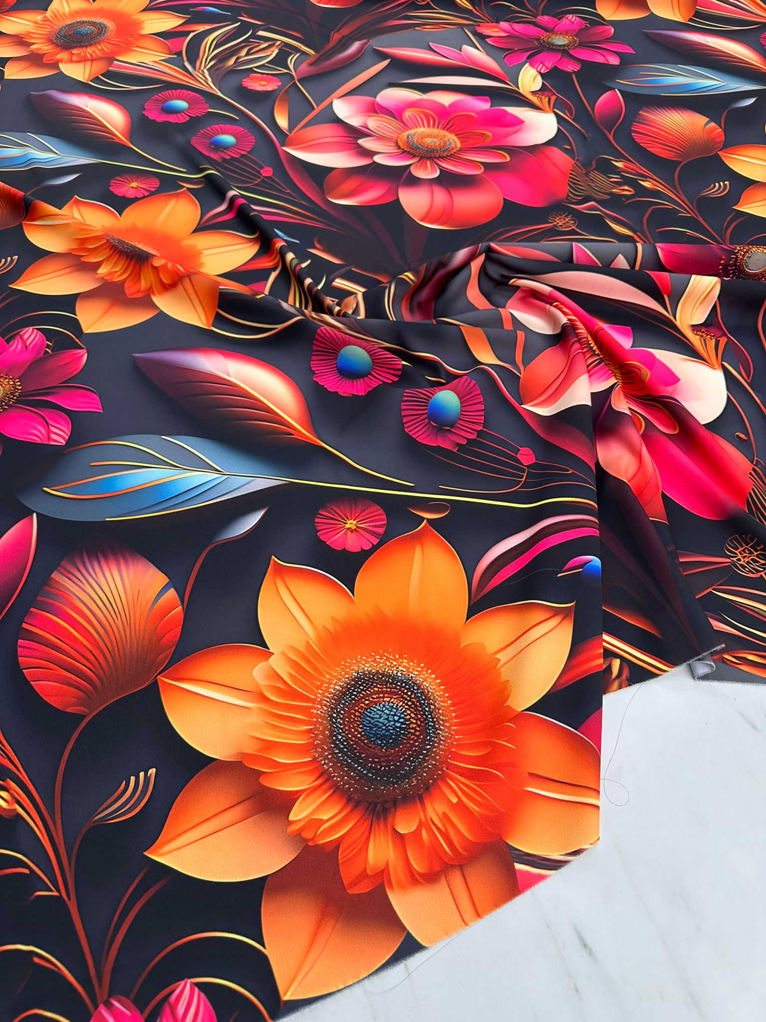 Dijital Baskı Krep Kumaş Elbise Etek Gömlek Şalvar