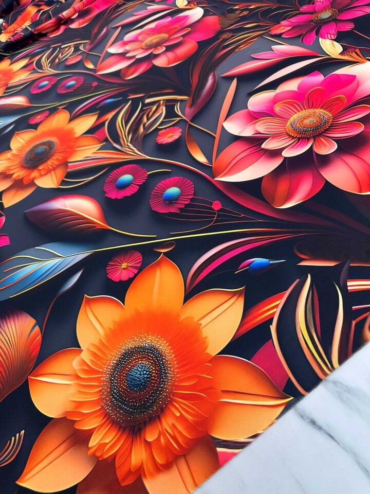 Dijital Baskı Krep Kumaş Elbise Etek Gömlek Şalvar