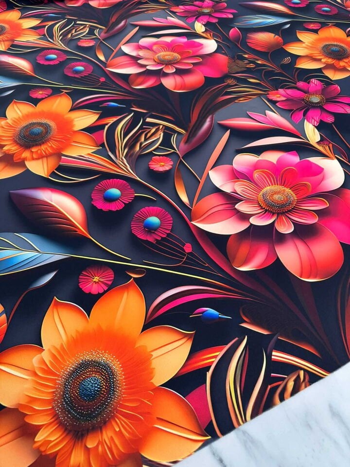 Dijital Baskı Krep Kumaş Elbise Etek Gömlek Şalvar