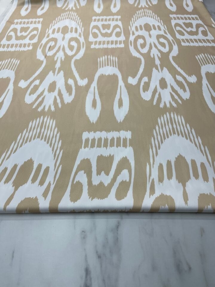 Bej Desen Elbiselik Gömleklik Tivil Saten Kumaş