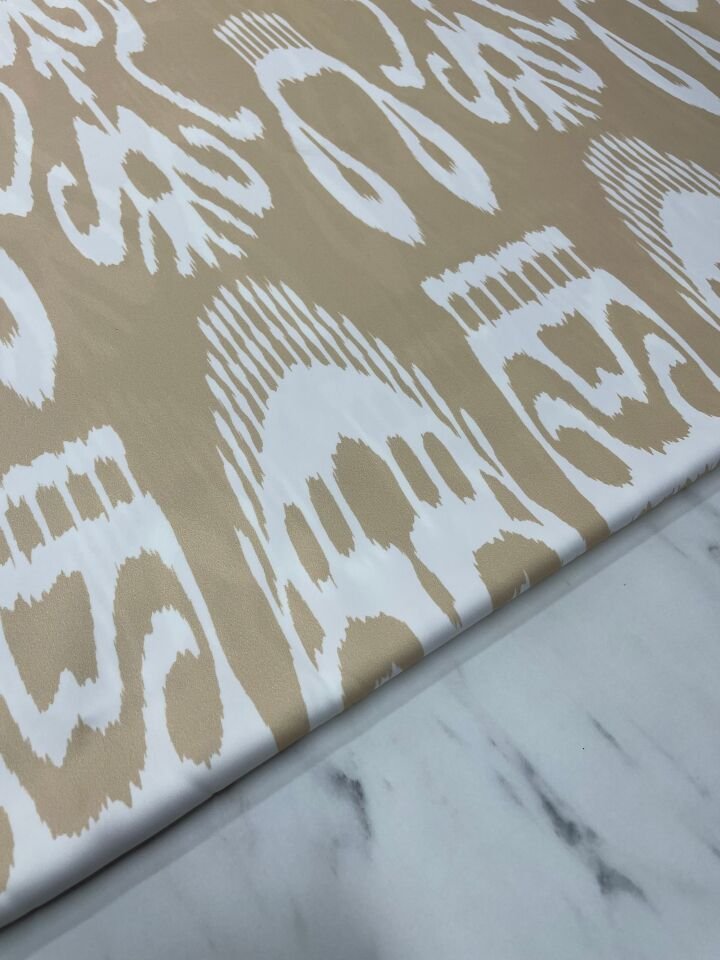 Bej Desen Elbiselik Gömleklik Tivil Saten Kumaş