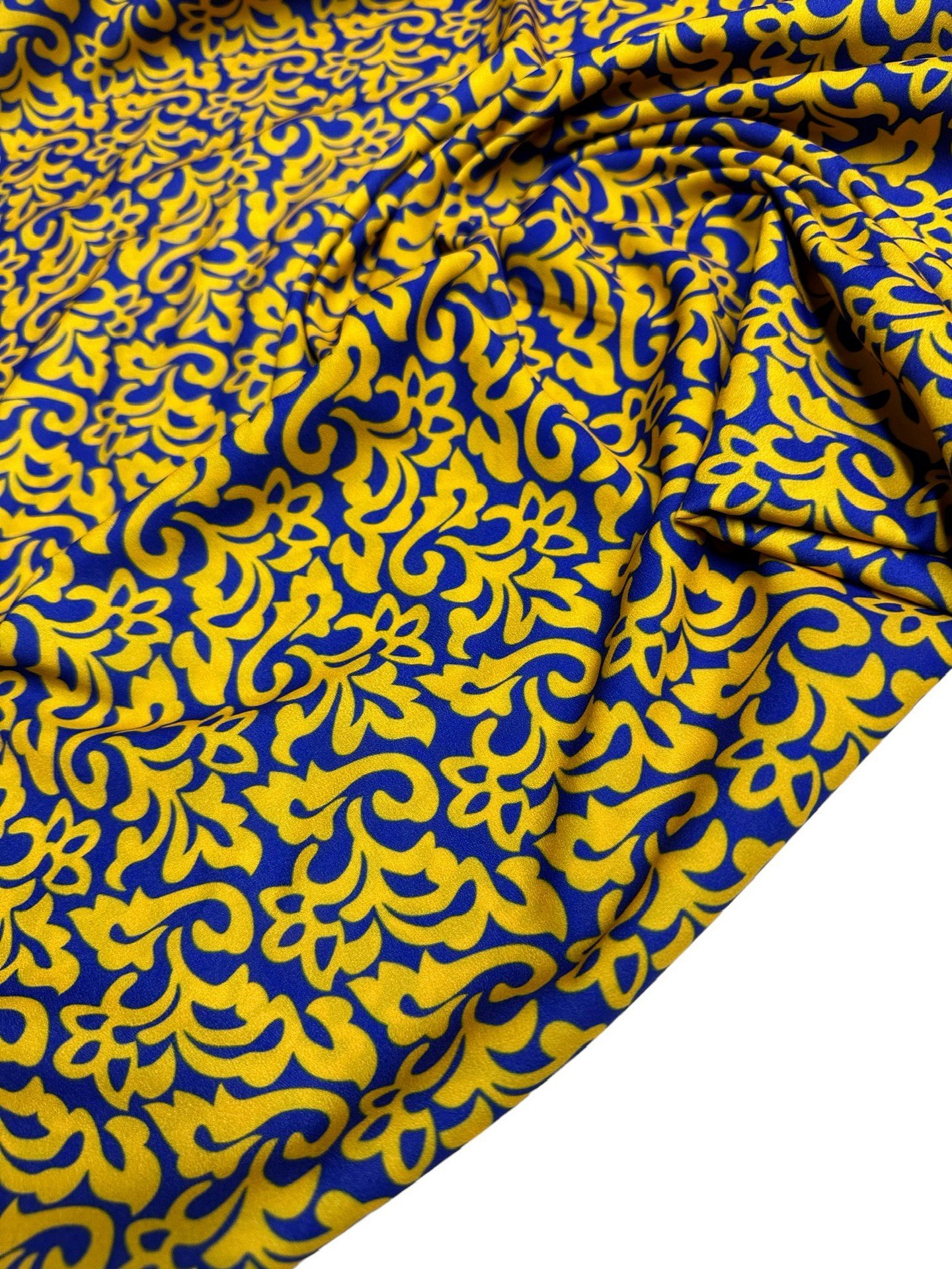 Sarı Nakış Desen Elbiselik Gömleklik Krep Kumaş