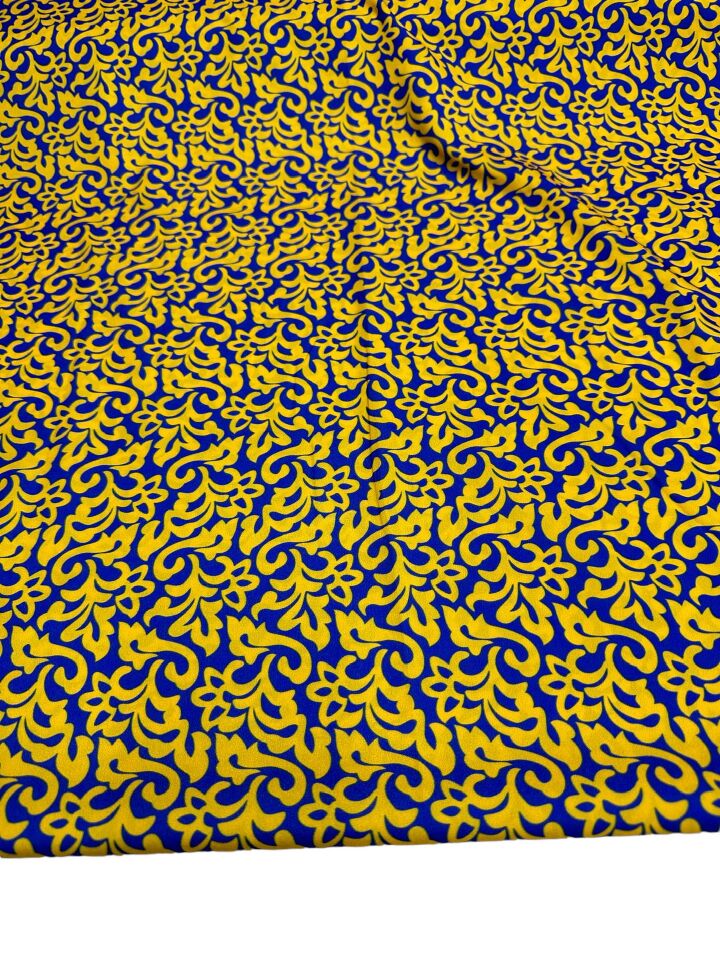 Sarı Nakış Desen Elbiselik Gömleklik Krep Kumaş
