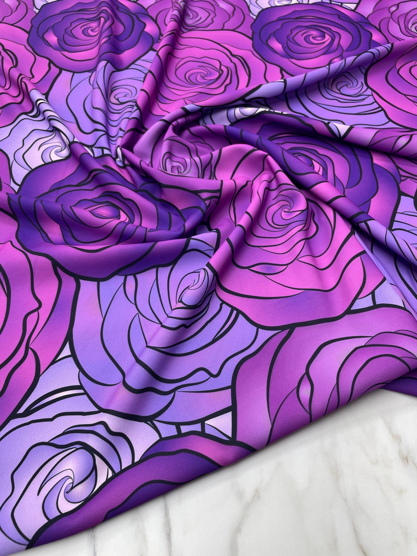 Büyük Çiçek Desen Elbiselik Gömleklik Krep Kumaş